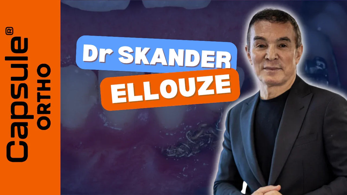 Dr Skander Ellouze, expert dentaire Capsule Ortho, portrait sur fond de bouche, formation santé